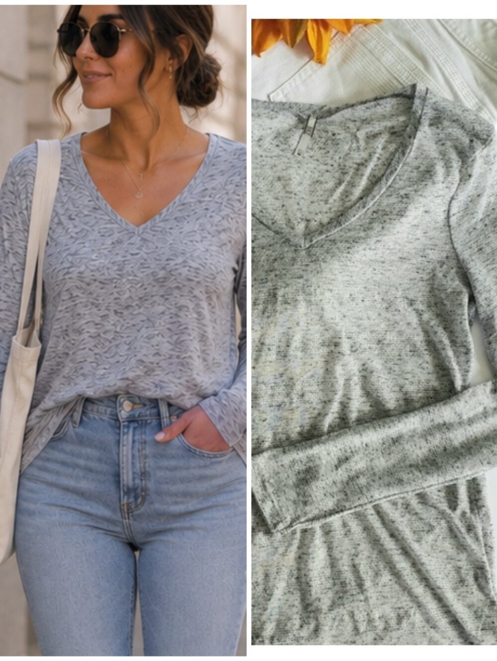 BKE LINEN VNECK LONG SLEEVE TOP. 🌺